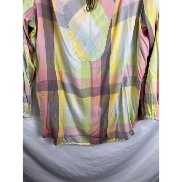 Melissa McCarthy Seven Pastel Multicoloured Check Tunic Blouse Womens Size 2X - Picture 3 of 10